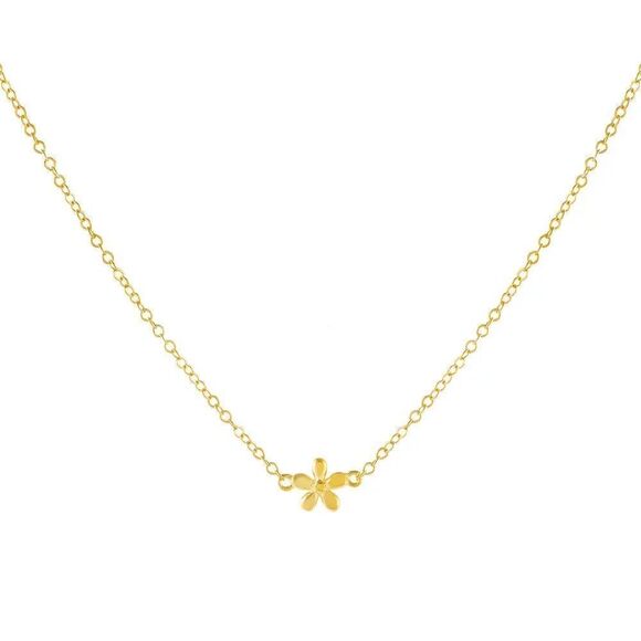 Adinas Jewels Gold-Plated Sterling Silver Solid Flower Pendant Necklace New - Picture 1 of 3